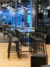 COMM-018 | COMMUNAL TABLE BLACK FRAME WITH PLEXI TOP