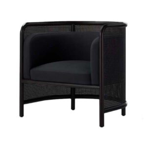 SS-625 | NAPA BLACK CANE SINGLE CHAIR BLACK LINEN FABRIC
