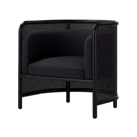 SS-625 | NAPA BLACK CANE SINGLE CHAIR BLACK LINEN FABRIC