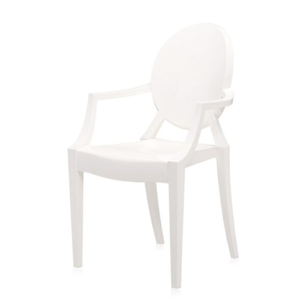 CH-146 | WHITE ACRYLIC ROUND BACK CHAIR WITH ARMS