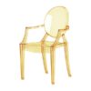 CH-145 | AMBER ACRYLIC ROUND BACK CHAIR WITH ARMS