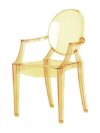 CH-145 | AMBER ACRYLIC ROUND BACK CHAIR WITH ARMS