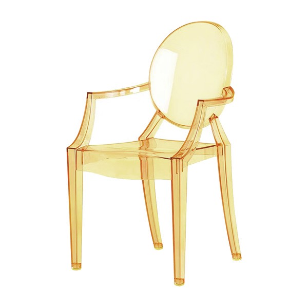 CH-145 | AMBER ACRYLIC ROUND BACK CHAIR WITH ARMS