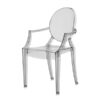 CH-147 | SMOKE ACRYLIC ROUND BACK CHAIR WITH ARMS