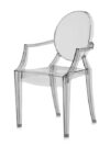 CH-147 | SMOKE ACRYLIC ROUND BACK CHAIR WITH ARMS