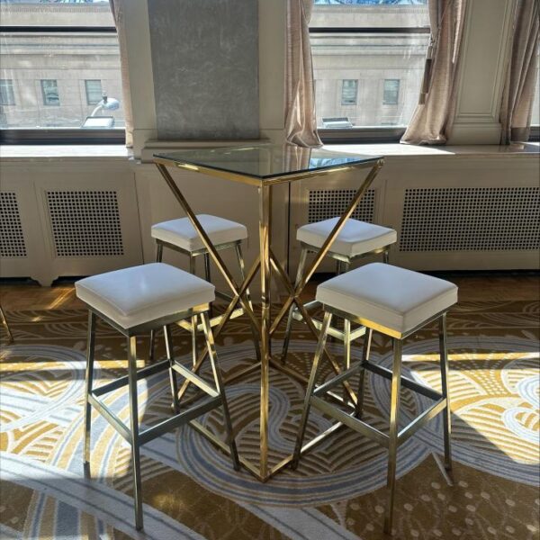BS-048 | BH ELEGANCE BAR STOOL GOLD FRAME WHITE SEAT