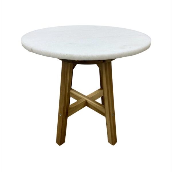 ET-080 | JR WHITE MARBLE TOP END TABLE NATURAL BASE