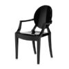 CH-148 | BLACK ACRYLIC ROUND BACK CHAIR WITH ARMS