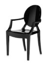 CH-148 | BLACK ACRYLIC ROUND BACK CHAIR WITH ARMS
