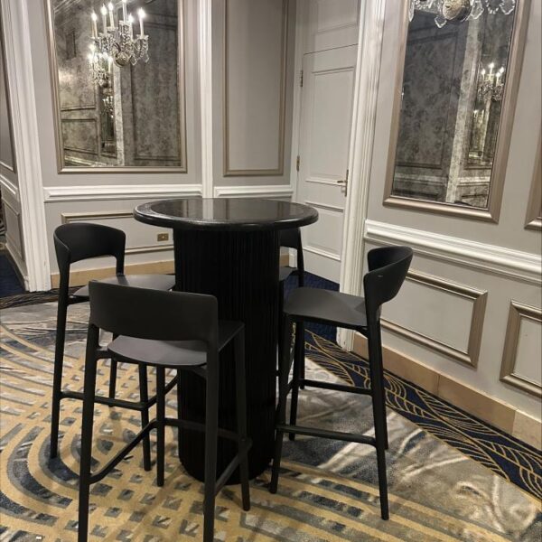 CRU-073 | SYDNEY FLUTED ROUND CRUISER TABLE BLACK WOOD