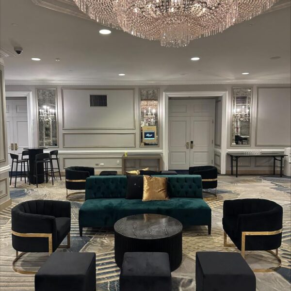 SS-615 | ROUND VELVET GOLD FRAME SINGLE CHAIR BLACK