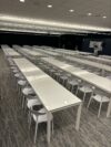 CASUAL-072 | 6FT WHITE FRAME DINING TABLE SEAMLESS WITH PLEXI TOP