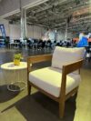 SS-701 | NIAGARA NATURAL WOOD SINGLE CHAIR WITH LINEN FABRIC CUSHIONS