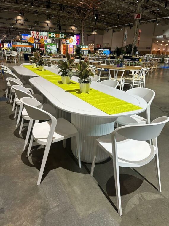 CASUAL-150 | SYDNEY FLUTED OVAL DINING TABLE WHITE WOOD
