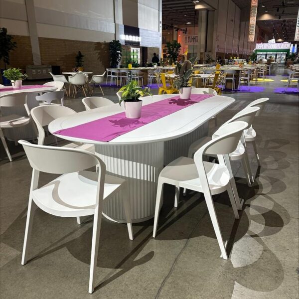 CASUAL-150 | SYDNEY FLUTED OVAL DINING TABLE WHITE WOOD