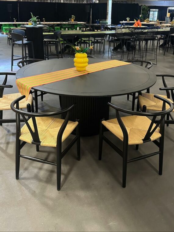 CASUAL-162 | SYDNEY FLUTED ROUND DINING TABLE BLACK WOOD
