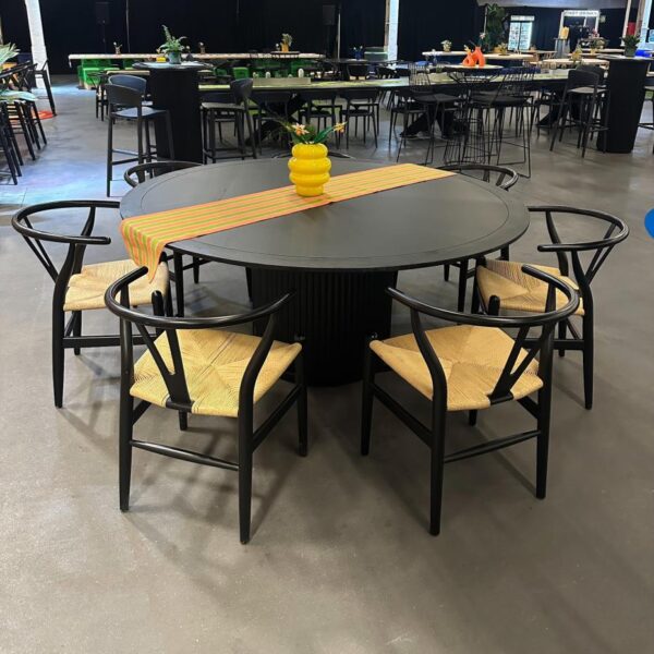 CASUAL-162 | SYDNEY FLUTED ROUND DINING TABLE BLACK WOOD