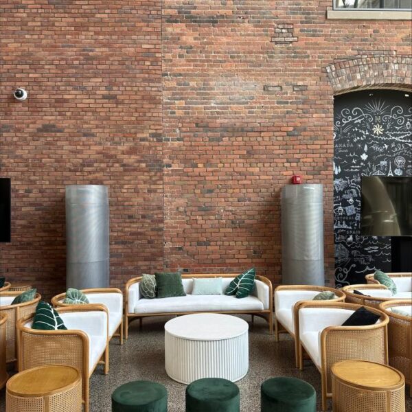 SS-622 | NAPA NATURAL CANE SOFA WHITE LINEN FABRIC