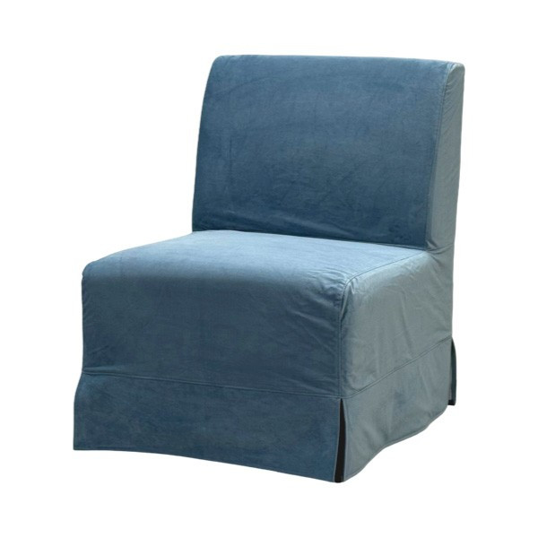 SS-596 | BK SINGLE CHAIR BLUE VELVET SLIPCOVER