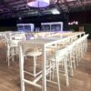 COMM-006 | SEAMLESS 30" COMMUNAL TABLE WHITE FRAME WITH PLEXI TOP