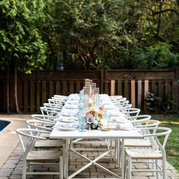 CASUAL-100 | 8FT RECTANGULAR WHITE FRAME DINING TABLE WITH PLEXI TOP