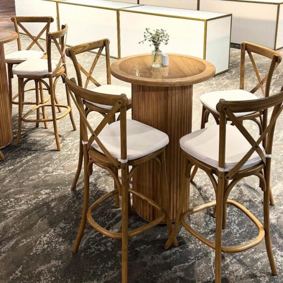 CRU-074 | SYDNEY FLUTED ROUND CRUISER TABLE NATURAL WOOD