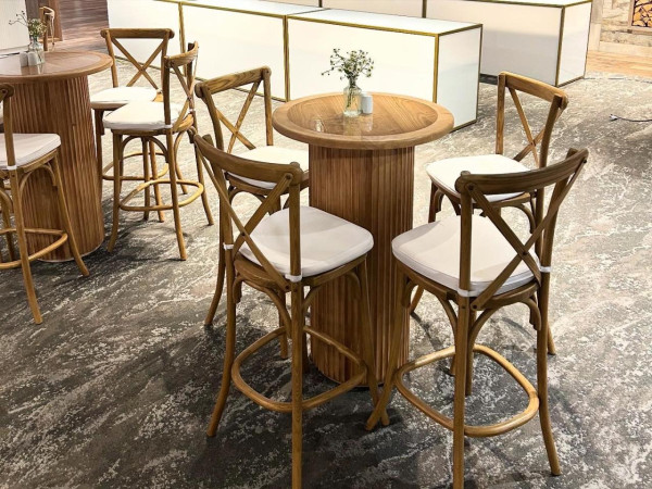 CRU-074 | SYDNEY FLUTED ROUND CRUISER TABLE NATURAL WOOD