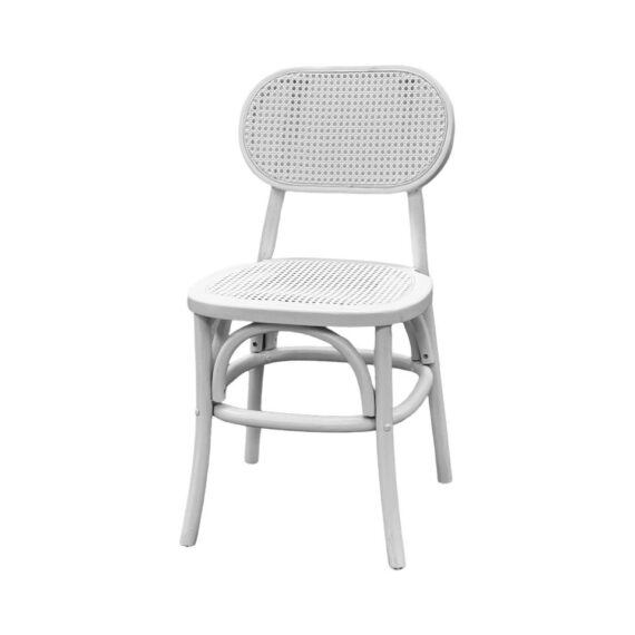 CH-160 | NAPA CANE OVAL DINING CHAIR WHITE WOOD