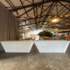 BAR-102 | 6FT WHITE FRAME GEO TRAPEZOID BAR WHITE PLEXI