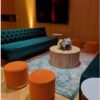 SS-435 | ROUND VELVET OTTOMAN NAPLES ORANGE