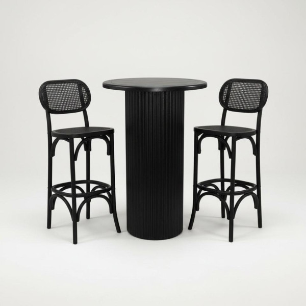 CRU-073 | SYDNEY FLUTED ROUND CRUISER TABLE BLACK WOOD