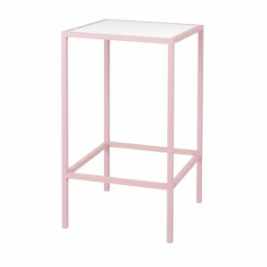 CRU-131 | SQ. PASTEL PINK FRAME CRUISER TABLE WITH PLEXI TOP