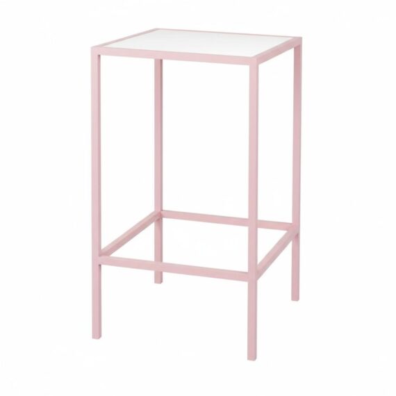 CRU-131 | SQ. PASTEL PINK FRAME CRUISER TABLE WITH PLEXI TOP