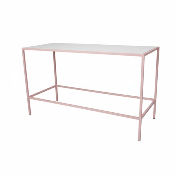 COMM-031 | COMMUNAL TABLE PASTEL PINK FRAME WITH PLEXI TOP