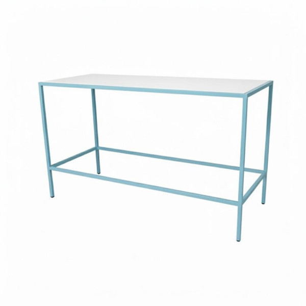 COMM-032 | COMMUNAL TABLE PASTEL BLUE FRAME WITH PLEXI TOP
