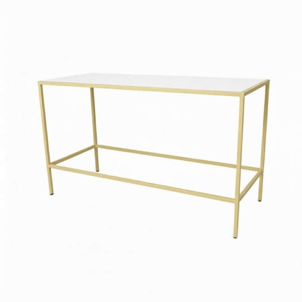 COMM-033 | COMMUNAL TABLE PASTEL YELLOW FRAME WITH PLEXI TOP