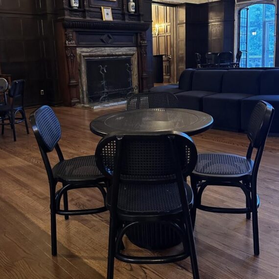 CASUAL-172 | SYDNEY FLUTED ROUND CAFÉ TABLE BLACK WOOD