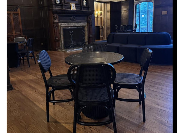 CASUAL-172 | SYDNEY FLUTED ROUND CAFÉ TABLE BLACK WOOD