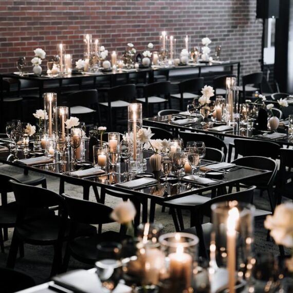 CASUAL-130 | 8FT RECTANGULAR BLACK FRAME DINING TABLE WITH PLEXI TOP