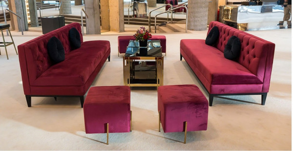 SS-521 | VELVET TUFTED BACK SOFA CRIMSON