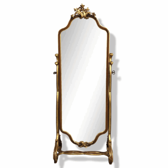 MISC-PROP-086 | ORNATE GOLD WOOD FRAME CHEVAL MIRROR