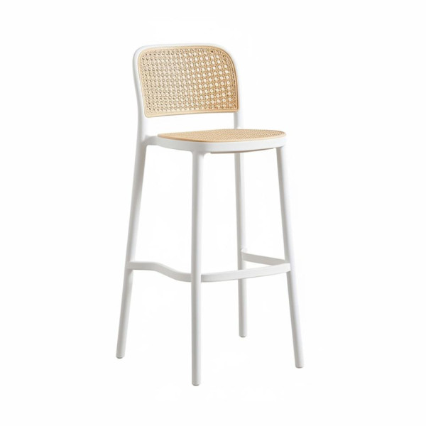 BS-150 | GRIFFIN WHITE BARSTOOL NATURAL CANE