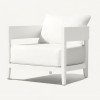 SS-711 | NIAGARA WHITE WOOD SINGLE CHAIR WITH LINEN FABRIC CUSHIONS