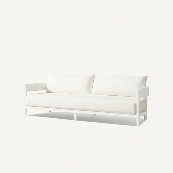 SS-710 | NIAGARA WHITE WOOD SOFA WITH LINEN FABRIC CUSHIONS