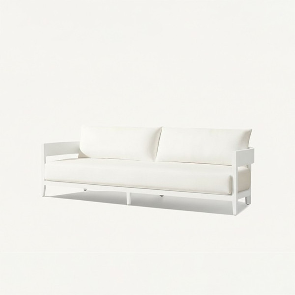 SS-710 | NIAGARA WHITE WOOD SOFA WITH LINEN FABRIC CUSHIONS