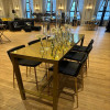 COMM-012 | SEAMLESS LARGE COMMUNAL TABLE GOLD FRAME WITH PLEXI TOP