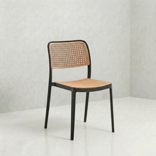 CH-141 | GRIFFIN BLACK CHAIR NATURAL CANE