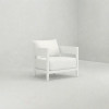 SS-711 | NIAGARA WHITE WOOD SINGLE CHAIR WITH LINEN FABRIC CUSHIONS
