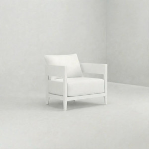 SS-711 | NIAGARA WHITE WOOD SINGLE CHAIR WITH LINEN FABRIC CUSHIONS
