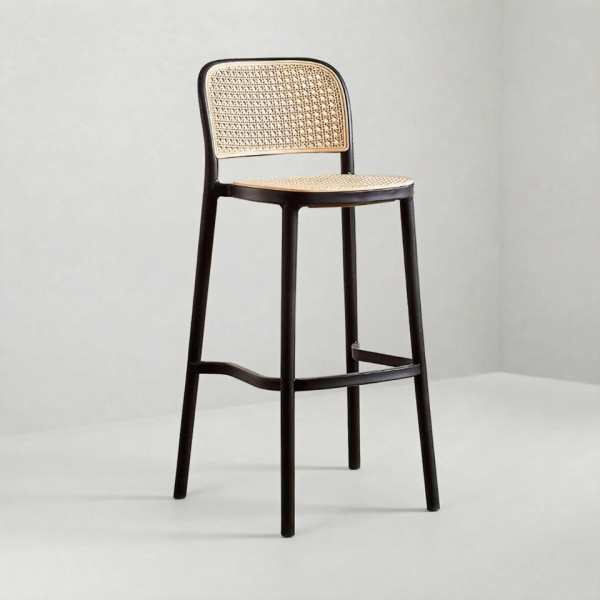 BS-151 | GRIFFIN BLACK BARSTOOL NATURAL CANE